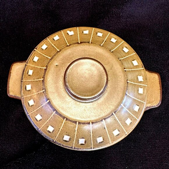 VTG Retro Stoneware Covered Casserole Dish With Geometric Pattern Made in Japan - Picture 4 of 7